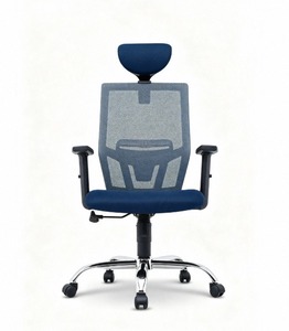 AY <b>Office</b> System A-NTT 89 Modern Ergonomic Mesh Executive <b>Office</b> <b>Chair</b> Blue Seat Chrome Base Adjustable Armrest Built-In - Product Image 1