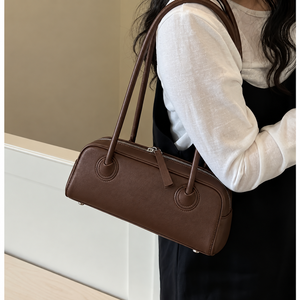 Bolso de Hombro Tipo Bowler Vintage de Cuero PU Marrón con Correa Ajustable y Cierre de Cremallera para Compras Diarias, Viajes y Uso al Aire Libre - Product Image 5