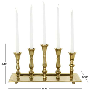 Large Metal <b>Gold</b> <b>Candelabra</b> with 5 Candle Arms Set of 3 for Wedding Table Centerpiece and Christmas Decoration - Product Image 2