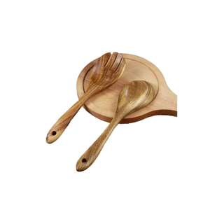 Cuillère à salade jetable en bois de teck de style classique pour les fêtes, avec finition miroir plaquée or, directement de l'usine, ustensiles de cuisine - Product Image 1