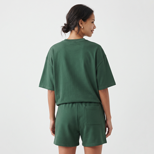 Ropa de Marca, Ropa de Verano para Mujer, Color Verde, Conjunto de Dos Piezas, Camiseta de Manga Corta y Pantalones Cortos, Conjuntos Deportivos Elegantes - Product Image 3