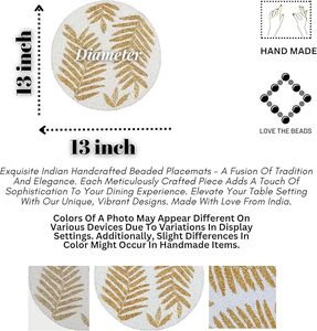 Leaf <b>Beaded</b> Design Colored <b>Beaded</b> Placemat Best for Table Decor Home Decor <b>Coaster</b> Mat <b>Beaded</b> Design and Shaped - Product Image 3