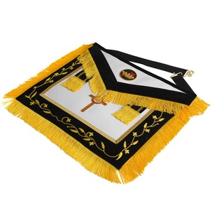 Tablier de commandant des Chevaliers Templiers noir avec franges dorées, Régalia maçonnique, Tablier de cérémonie de Commanderie - Product Image 6