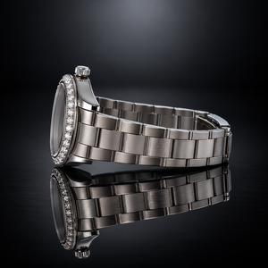 Custom Limited Edition Factory Wholesale Mens <b>Watch</b> Steel <b>Case</b> Diamond Bezel Black Surface Stainless Steel Link Automatic New - Product Image 2