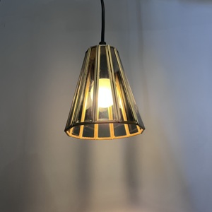 Luminaire suspendu décoratif pour salon, design artisanal, verre noir, forme conique, LED, lumière blanche chaude douce - Product Image 2