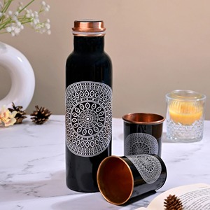 Luxury Copper Bottle with <b>Glasses</b> Set Premium Ayurvedic Drinkware for Daily Use Travel and Gifting Use - Product Image 5