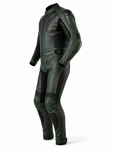 Combinaison de moto en cuir une pièce toutes saisons |   Noir Vert |   Fabricant OEM ODM |   Qualité de conception haut de gamme |   Vêtements de course - Product Image 3