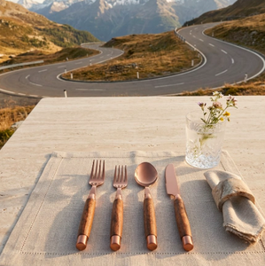 Rose Gold PVD Coated Mango Wood Handle Cutlery Spoon Fork Knife Dinnerware <b>Flatware</b> Set Luxury Dining Premium Silverware - Product Image 4