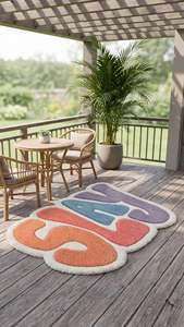 Tapis de sol tufté à la main avec typographie Unique Slay, motif lettres multicolores pastel, pour salon et chambre - Product Image 5