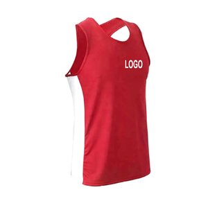 Conjunto de Uniforme de Baloncesto Sublimado Personalizado, Color Rojo y Blanco, Camiseta sin Mangas, Pantalones Cortos, Unisex, Adulto, Poliéster que Absorbe la Humedad - Product Image 3
