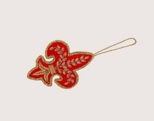 Ornement suspendu islamique Zari fait main pour le Ramadan – Décoration en tissu brodé en forme de fleur-de-lis pour la maison et les fêtes - Product Image 2