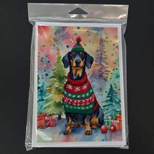Whimsical Dachshund Christmas <b>Greeting</b> <b>Cards</b> Pack of 8 A7 Size 5x7 Blank <b>Note</b> <b>Cards</b> with Envelopes - Product Image 3
