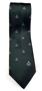 Cravate Maçonnique Maître Maçon Loge Bleue Vert avec Équerre et Compas G 2025, en Polyester, Servie par OEM, Régalia Maçonnique - Product Image 2