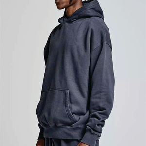 Luxury Plain High Quality Baggy Blank <b>Hoodie</b> No <b>String</b> French Terry 100% Cotton Oversized Heavyweight Cropped <b>Hoodie</b> Men - Product Image 4