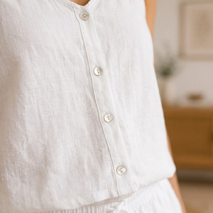 Ensembles de vêtements de détente en lin pour femmes, doux, respirants, anti-boulochage, pyjamas pour femmes, vêtements de détente pour dormir - Product Image 5