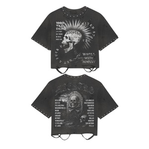 Camiseta Oversize con Cuello Redondo 2026, Camisetas con Gráficos Desgastados y Decolorados por el Sol, Ropa para Hombre, Diseño en Blanco OEM ODM, Personalizable - Product Image 1