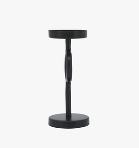 <b>Black</b> Metal Pillar Candle <b>Holder</b> - Modern Round Ring Stem <b>Candlestick</b> Stand Tabletop Centerpiece for Home Decor & Dining Accent - Product Image 1