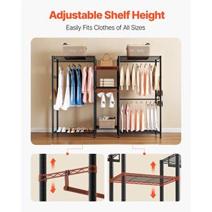 Appendiabiti a 7 livelli per armadio, resistente, capacità di carico 385 kg, struttura in acciaio, organizer per vestiti regolabile - Product Image 5