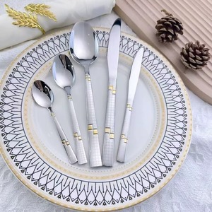 Juego de cubiertos de metal de lujo, apto para uso en interiores y exteriores, multiusos para comidas, postres y bebidas. - Product Image 3