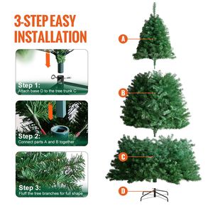 Albero di Natale Artificiale da 2,3 m con 1346 Punte di Rami, Base in Metallo, Dimensioni 1,2 m e 300 cm, Decorazioni per Casa e Ufficio - Product Image 5