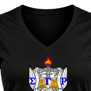 Camiseta Deportiva Personalizada con Cuello en V para Mujer, Sigma Gamma Rho, Letras Griegas, Sororidad, Entrenamiento Atlético, Fitness, Venta al Por Mayor de Ropa Deportiva - Product Image 3