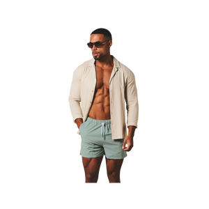 Pantalones Cortos Bermuda de Algodón de Color Sólido para Hombre, Cintura Media, Cierre con Cordón, Estilo Casual, Transpirables - Product Image 1