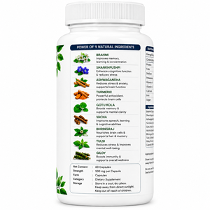 Cápsulas para el Cuidado de la Memoria con Brahmi, Ginkgo Biloba, Ashwagandha e Ingredientes Herbales para el Apoyo Cerebral, para la Memoria, la Concentración y la Salud Mental - Product Image 3