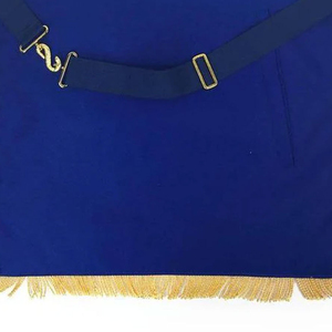High Quality Embroidered Masonic Regalia Apron with Safety <b>Pin</b>-Master Mason French Rite Sky Blue Moire Fabric Three Rosettes - Product Image 4