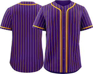 Maillots de baseball pour hommes avec doublure de couleur violette personnalisée, chemises en maille de qualité supérieure et col en V, boutons sur le devant - Product Image 1