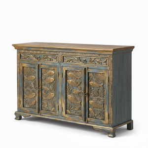 Hot Sale Vintage Style Handcrafted Solid Wood Fish Motif <b>Sideboard</b> with Multicolor for Interiors Use Available at Good Price - Product Image 4