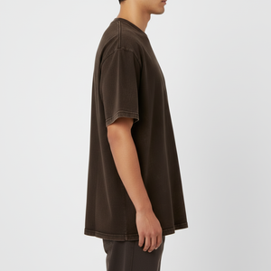 T-shirt en coton surdimensionné délavé à l'acide 230 GSM pour homme, style vintage streetwear, décontracté, respirant, doux, élégant, pour l'été, service OEM - Product Image 4