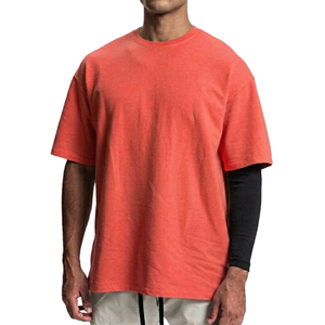 High Quality Heavy <b>Weight</b> Oversized Drop Shoulder Vintage Knitted 100% Cotton Acid Wash Men's T-Shirts Custom Logo Men's T-Shirt - Product Image 2