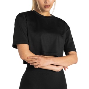 Camiseta Corta de Diseño Nuevo Personalizada para Mujer, Camiseta de Manga Corta con Hombros Caídos, Top Corto Holgado para Mujer - Product Image 1