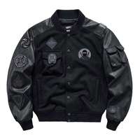 Veste bomber tactique à capuche pour homme, style techwear, streetwear urbain, cyberpunk, manches en toile patchwork, veste varsity, hip hop