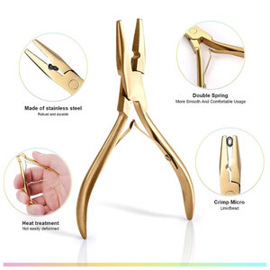 Kit d'outils pour extensions capillaires avec micro-anneaux dorés, outil à boucle en acier inoxydable, aiguille à crochet, kit professionnel de pinces pour micro-perles - Product Image 4
