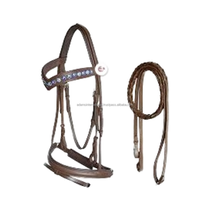 Brida de banda de manivela inglesa de alta calidad para caballos Riendas de cuero de caballo - Product Image 1