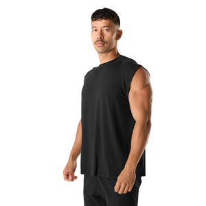 Débardeur noir sans manches pour homme, coupe oversize, style athlétique, pour entraînement, fitness, gym, tenue décontractée, style streetwear, haut tendance - Product Image 6