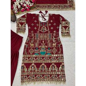 Conjunto de Fiesta para Mujer de Diseñador, Top Elegante, Dhoti, Salwar, Dupatta - Product Image 3