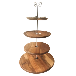 Présentoir à gâteaux classique en bois à 2 niveaux, plateau de service, support de desserts et de fruits de style ferme, vaisselle, supports à gâteaux - Product Image 2