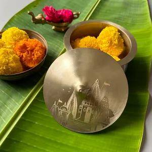 Service de table en laiton artisanal de qualité supérieure avec assiette thali, bols, cuillère et verre pour les dîners traditionnels indiens et les occasions festives - Product Image 4