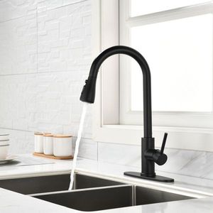 Rubinetto da Cucina Monocomando in Acciaio Inox Nero Lucido con Doccetta Estraibile, Montaggio a Foro Singolo, Stile Commerciale - Product Image 4