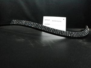 Banda de cejas con cristales dorados con cadena Halters de cuero marrón Accesorios elegantes para caballos - Product Image 3