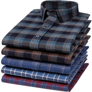 Men's <b>Plaid</b> Striped Standard-Fit Long-Sleeve Flannel <b>Shirts</b> Comfortable Soft Brushed 100% Cotton Thick Casual Tops <b>Shirt</b> - Product Image 2