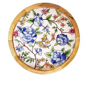 Bandeja redonda de madera hecha a mano impresa con asa Fabricante mayorista Diseño personalizado e impresión de logotipos. - Product Image 2