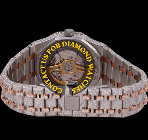 Reloj de Lujo y Moda con Esfera Redonda de Cuarzo, con Diamantes de Imitación y Moissanita, Estilo Hip Hop, Fecha Automática, con Diseño Similar al Cristal - Product Image 5