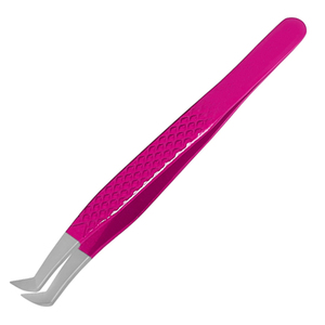 Pince à cils en acier inoxydable en forme de L avec logo personnalisé, couleur rose, pointe lisse, conception pour isolation de volume pour extensions de cils, fournitures OEM - Product Image 5