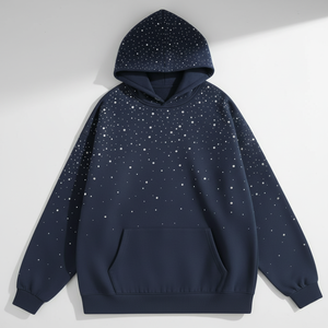 Sweat à capuche personnalisé avec strass, unisexe, de haute qualité, en molleton de coton, à motif de points, style streetwear - Product Image 5