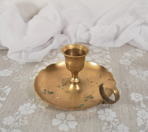 Vintage Small <b>Brass</b> Chamberstick Candle Holder <b>Antique</b> <b>Brass</b> Taper Candle Stand Handheld <b>Candlestick</b> Holder Decorative - Product Image 4