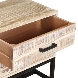 Mueble para TV de madera maciza de acacia blanca y acero con recubrimiento en polvo, elegante soporte para TV - Product Image 6