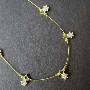 Fashion Necklace Green and White AD Stone Floral Invisible Chain - Product Image 2